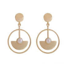 Top Design OEM Women Promotion Gift Pendant Earrings Jewelry Geometric Dangle Simple Gold Copper Alloy Drop Stud Charm Earring